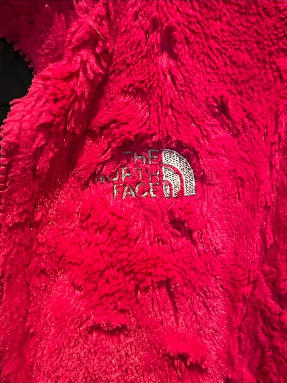 The North Face Girls Reversible Bright Red Plush Fleece Jacket